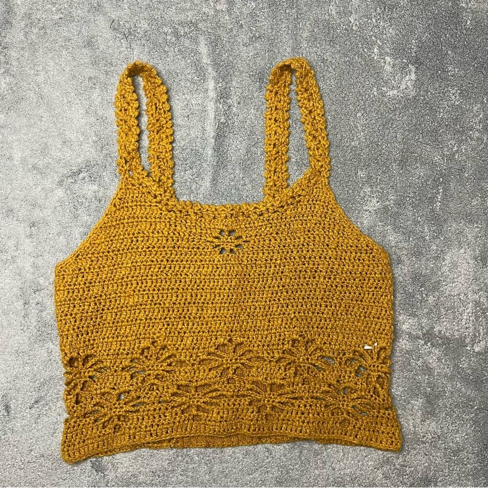 American Eagle Outfitters Mustard Crochet Tank Top - Picture 2 of 9